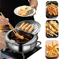 Фритюрница Fryer Pot 3,2л маленькая фритюрница из нержавеющей стали, жаровня с термометром