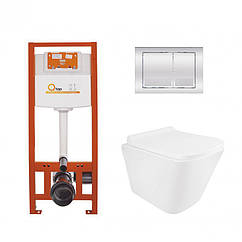 Комплект: Qtap Tern Ultra Quiet унітаз підвісний QT1733052EUQW + Nest комплект інсталяції 4в1 (квадратна