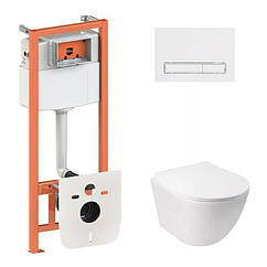 Комплект: Qtap Jay Ultra Quiet унітаз підвісний QT07335177W + Nest комплект інсталяції 4в1 (лінійна клавіша