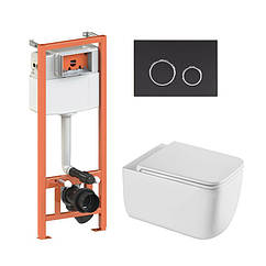 Комплект: Qtap Gemini Ultra Quiet унітаз підвісний QT2533076EUQW + Nest комплект інсталяції 4в1 (Клавіша