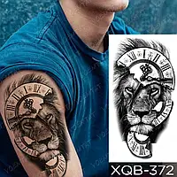 Водостійка тимчасова тату-наклейка зі зображенням лева та римського циферблата TAP