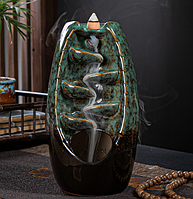 Керамическая подставка для благовоний, камин водопад жидкий дым с антискользящим ковриком и аромоконусами