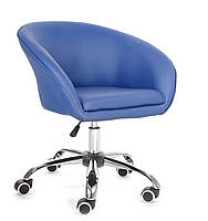 Кресло Мурат К SDM мягкое, хромированное на колесах, регулируемое по высоте, экокожа Синий ( NB, код: 2353810