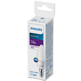 Лампа світлодіодна Philips Ecohome LED Candle 5W 500Lm E14 840 B35 ND FR