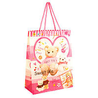 Сумочка подарочная пластиковая с ручками Gift bag Мишки 23х18х7.5 см Розовый (27319) NB, код: 7750639