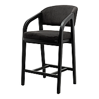 Барное кресло с мягким сиденьем на ножках со спинкой и подлокотниками Otis черное