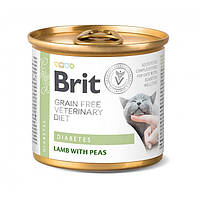 Brit Veterinary Diet Cat Diabetes Лікувальний вологий корм для кішок, у разі цукрового діабету, з ягням і горохом