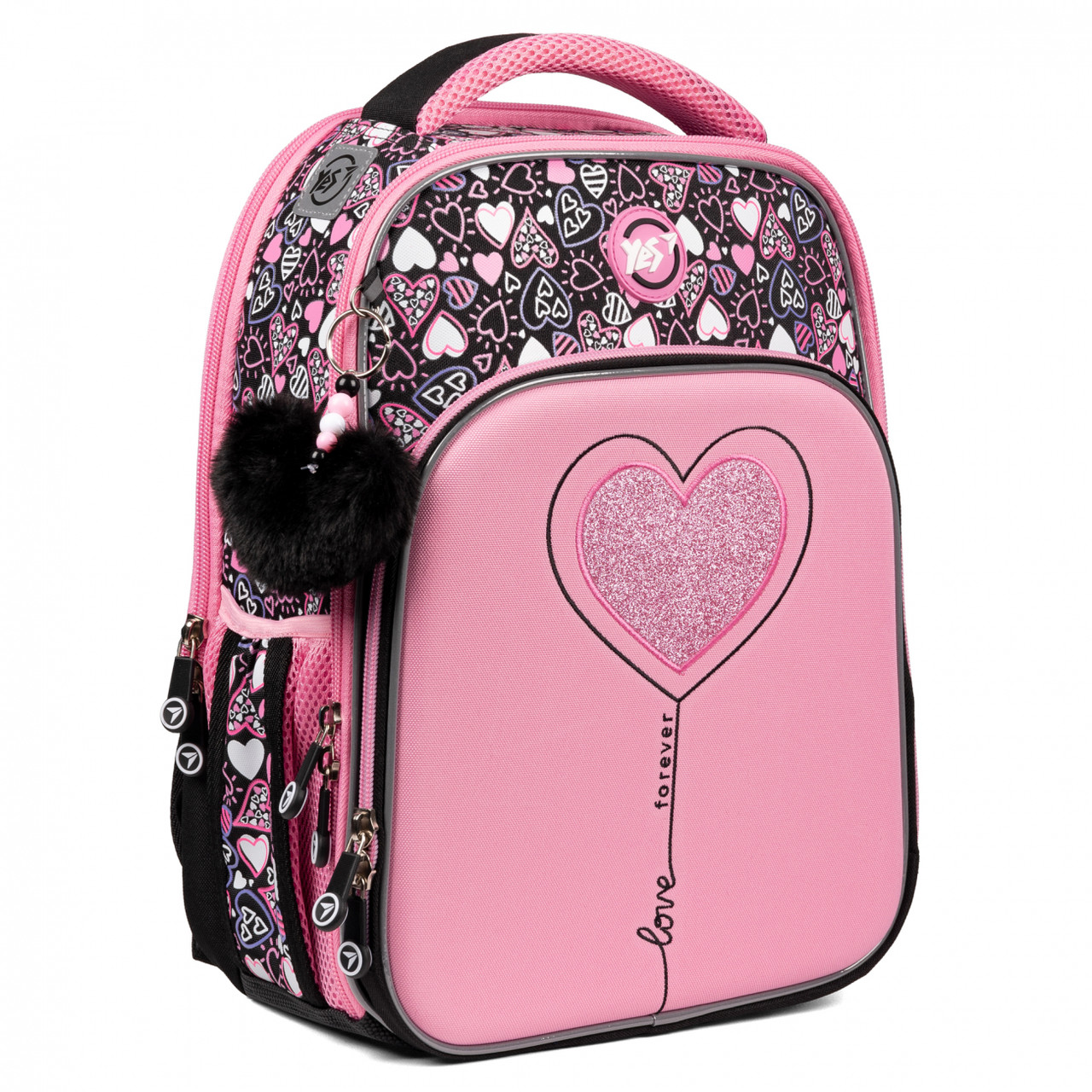 Рюкзак шкільний каркасний YES S-78 My Heart 39х29х15 см, 17 л, рожевий (559562)