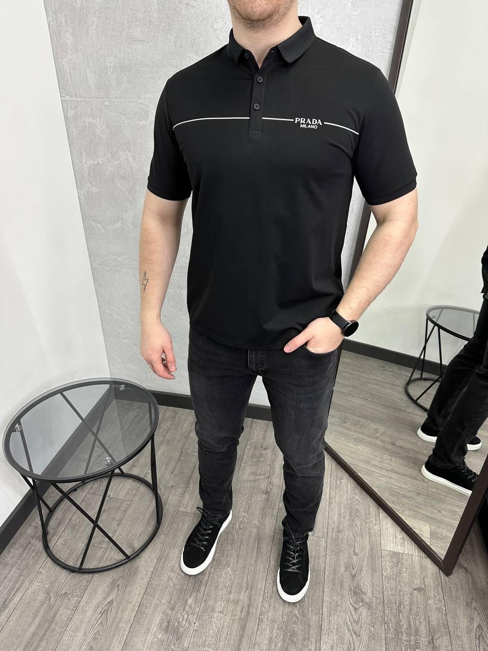 Чоловіча футболка поло Prada H4371 чорна