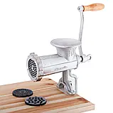 М'ясорубка ручна Kamille чавунна з трьома насадками 19х12х29см, фото 3
