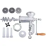 М'ясорубка ручна Kamille чавунна з трьома насадками 19х12х29см, фото 5