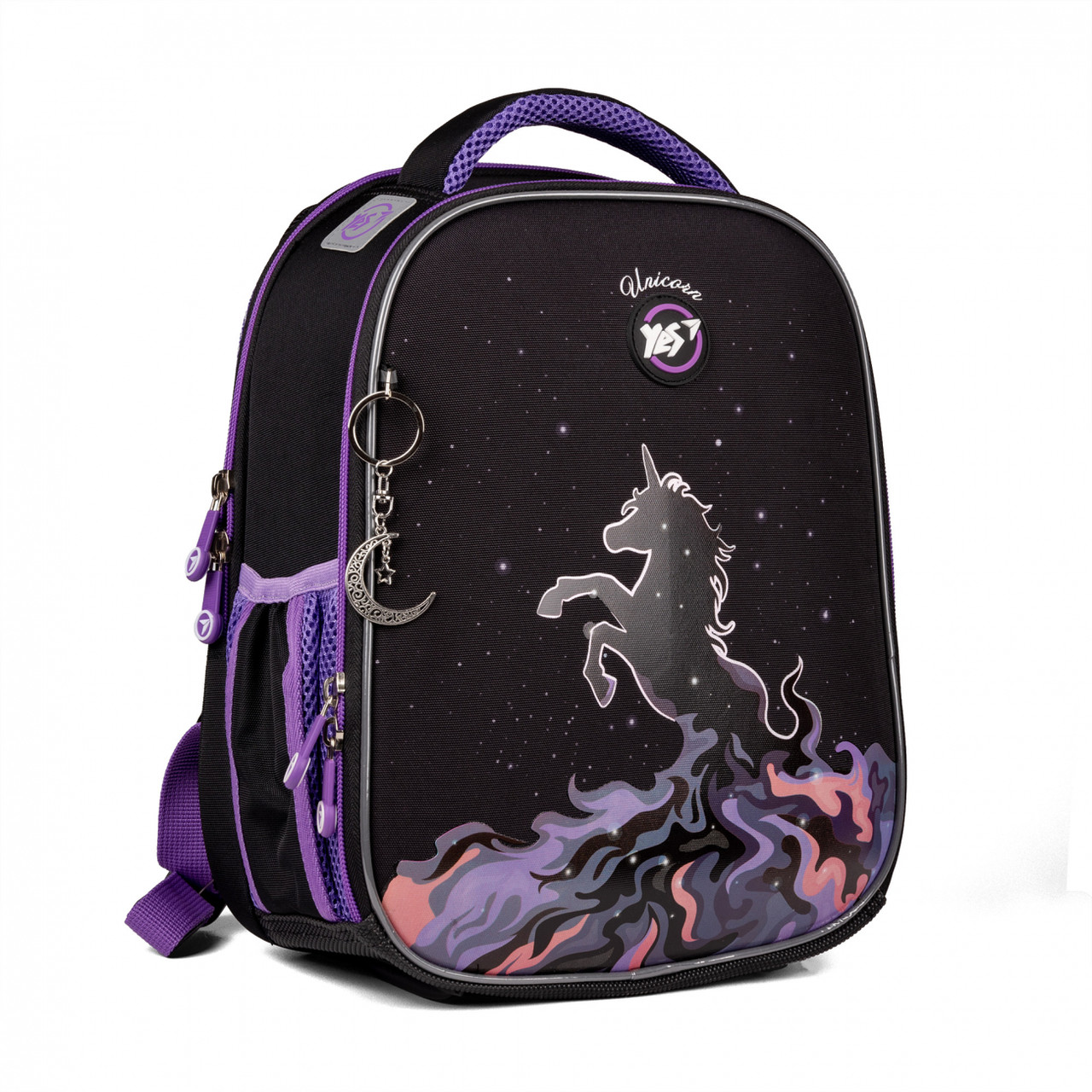 Рюкзак шкільний каркасний YES H-100 Magic Unicorn 35х28х15 см, 15 л, чорний (559543)