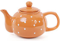 Чайник заварочный Белый горошек 1000 мл керамика оранжевый Bona DP39757 NB, код: 7426110