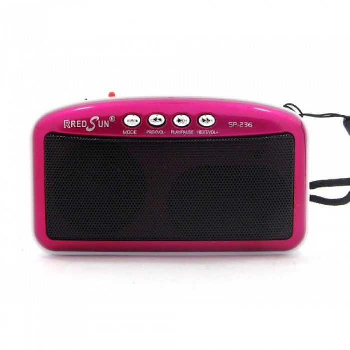 Радіоприймач портативний Red Sun SP-236 micro SD Рожевий з білим uph