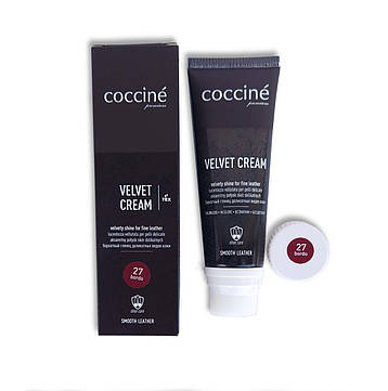 Крем Бордо для взуття із делікатних видів шкіри в тюбику з губкою COCCINE VELVET CREAM 75мл, фото 1