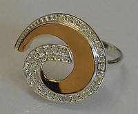 Кольцо Sil серебряное с золотом 095к 18.5 Белый (Sil-358)