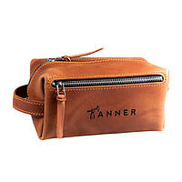 Кожаный несесер TANNER мужская косметичка 11 х 21,5 х 10,5 см Рыжий NB, код: 6993832
