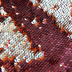 УЦІНКА Тканина з паєтками, 25 х 38 см, колір бордовий - матове св.золото на помаранчевому оксамиті