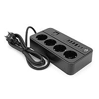 Мережевий фільтр G13, 3000 W, 4 Socket + 4 USB 3,2 А + 2 Type-C, 2 м, Black, Box