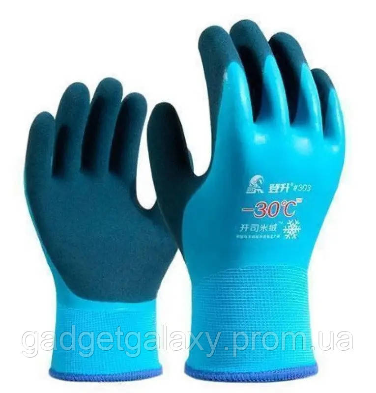Непромокаемые перчатки для зимней рыбалки HJ -30 °C L Серо-бирюзовые GG, код: 8227247 - фото 3 - id-p2179172532
