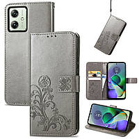 Чохол Clover для Motorola Moto G54 / G54 Power книжка шкіра PU з візитницею сірий