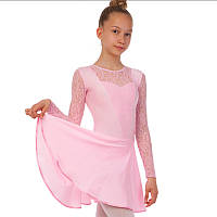 Платье рейтинговое бейсик с длинным рукавом и гипюровыми вставками SP-Planeta DR-1642 32 Светло-Розовый