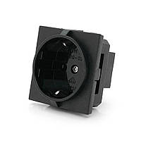 Розетка врізна із заземленням E-08, Input: AC 100-250V 16A, Black