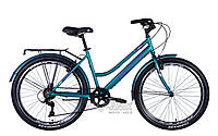 Велосипед 26" Discovery PRESTIGE WOMAN V-br (рама 17") с багажником сине-зеленый