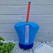 Поплавець-дозатор для басейну для великих таблеток хлору з термометром Kokido CD16BU (табл. 75 мм) синий