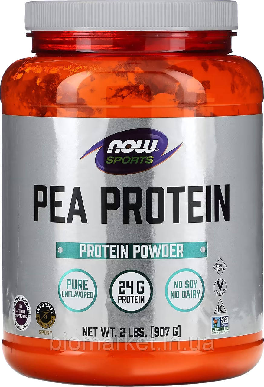 Протеїн гороховий, очищений, з нейтральним смаком, 907 г «NOW Foods, Sports»