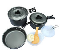 Алюминиевый кемпинговый набор посуды DS-200 кастрюля, сковородка и столовые приборы 515723And