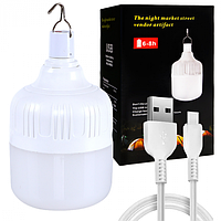 Лампа для кемпинга 20W аккумуляторная с USB-зарядкой и крючком Фонарик для кемпинга Белый 512649And