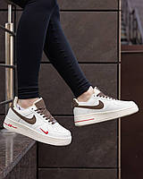 Модные кожаные женские кроссовки Nike Air Force 1 Low 07 Essenti Mocco, кеды найк аир форс цвет мокко Белый, 36