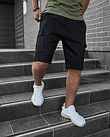 Мужские летние шорты карго черные Intruder стрейч-котоновые, Повседневные черные шорты с боковыми карманами