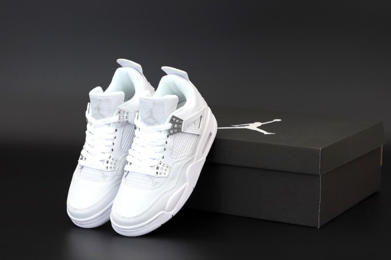 Мужские кроссовки Nike Air Jordan 4 Retro, кожа, белый, Вьетнам Найк Еір Джордан 4 ретро білі - фото 5 - id-p2179211296