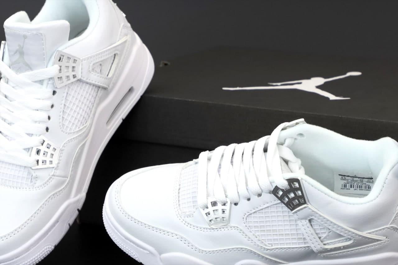 Мужские кроссовки Nike Air Jordan 4 Retro, кожа, белый, Вьетнам Найк Еір Джордан 4 ретро білі - фото 6 - id-p2179211296