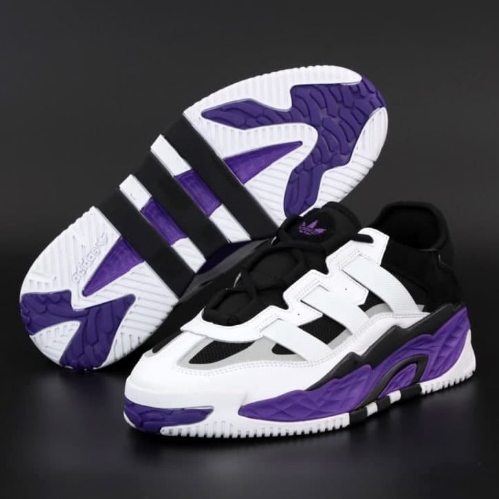 Мужские кроссовки Adidas Niteball, черный, белый, фиолетовый, рефлектив, Вьетнам Адідас Найтбол - фото 3 - id-p2179211312