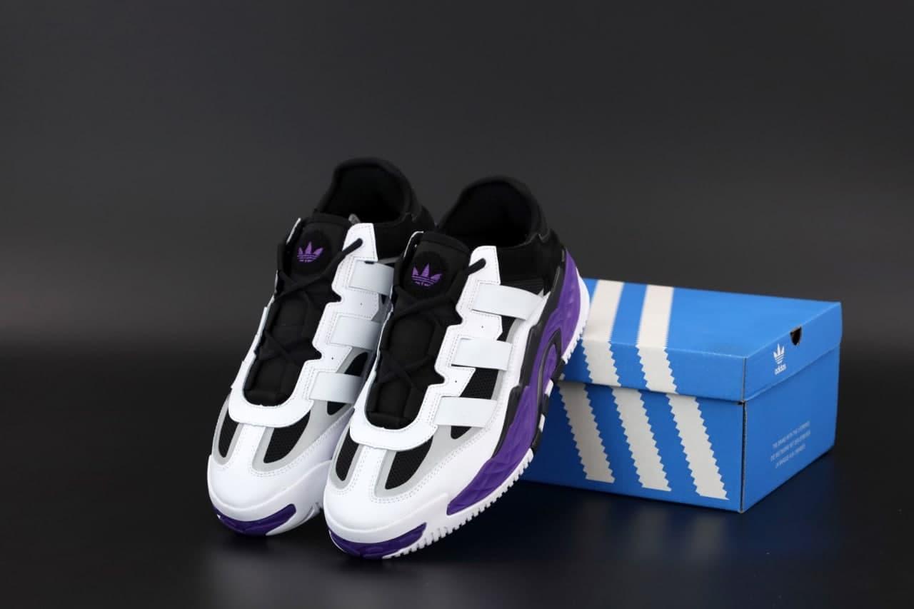 Мужские кроссовки Adidas Niteball, черный, белый, фиолетовый, рефлектив, Вьетнам Адідас Найтбол - фото 4 - id-p2179211312