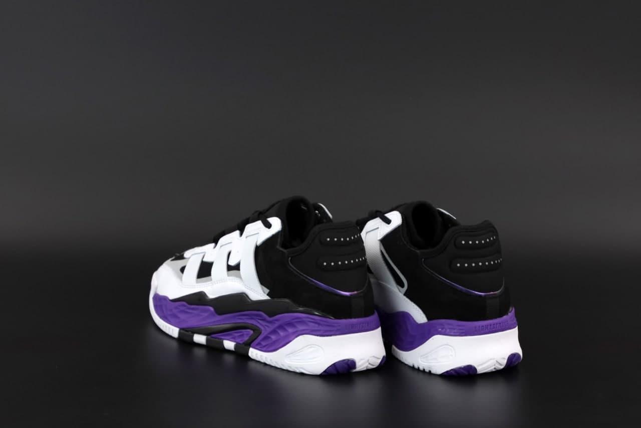 Мужские кроссовки Adidas Niteball, черный, белый, фиолетовый, рефлектив, Вьетнам Адідас Найтбол - фото 5 - id-p2179211312