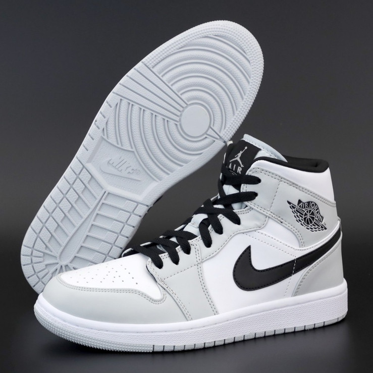 Мужские кроссовки Nike Air Jordan 1 Retro High, кожа, серый, белый, черный, Найк Еір Джордан 1 Ретро Хай - фото 3 - id-p2179211330