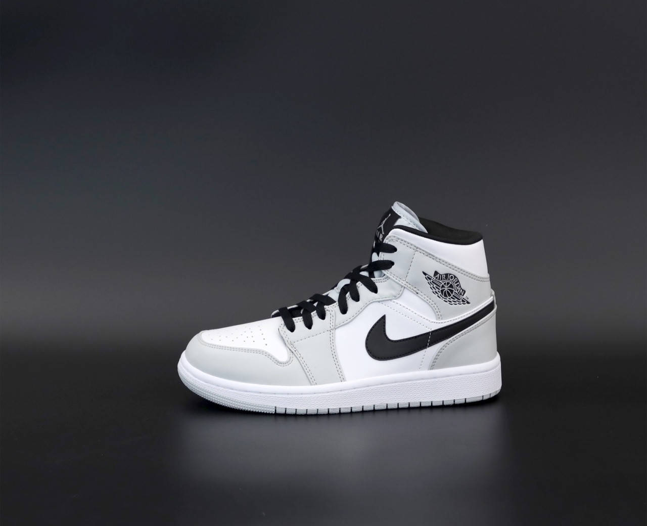 Мужские кроссовки Nike Air Jordan 1 Retro High, кожа, серый, белый, черный, Найк Еір Джордан 1 Ретро Хай - фото 5 - id-p2179211330