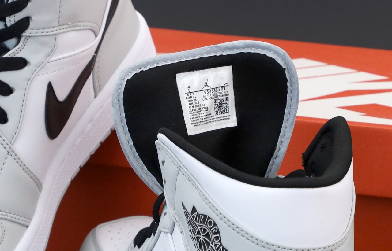 Мужские кроссовки Nike Air Jordan 1 Retro High, кожа, серый, белый, черный, Найк Еір Джордан 1 Ретро Хай - фото 6 - id-p2179211330