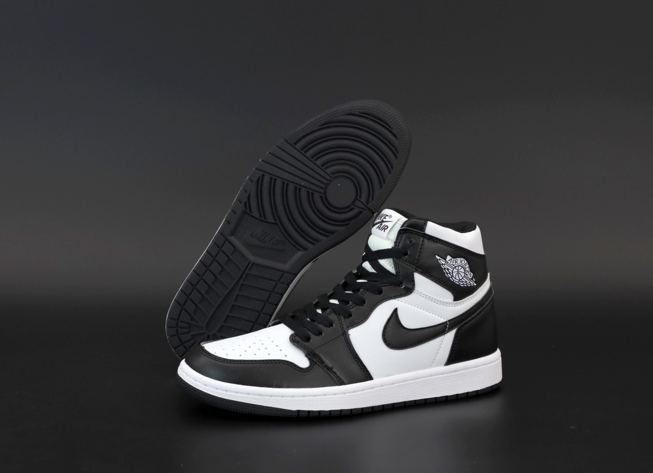 Мужские кроссовки Nike Air Jordan 1 Retro High, кожа, черно-белый, Вьетнам Найк Еір Джордан Ретро Хай - фото 3 - id-p2179211331