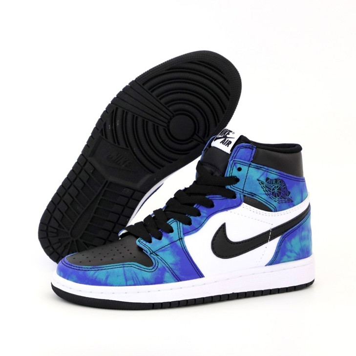 Женские кроссовки Nike Air Jordan 1 Retro High, Найк Еір Джордан 1 ретро хай чорні з синім з фіолетовим - фото 2 - id-p2179211340