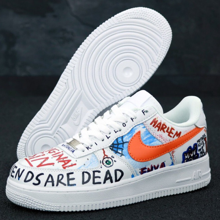 Мужские кроссовки Nike Air Force 1 Low Pauly x Vlone Pop, Найк Еір Форс Влон поп білі з оранжевим - фото 4 - id-p2179211342