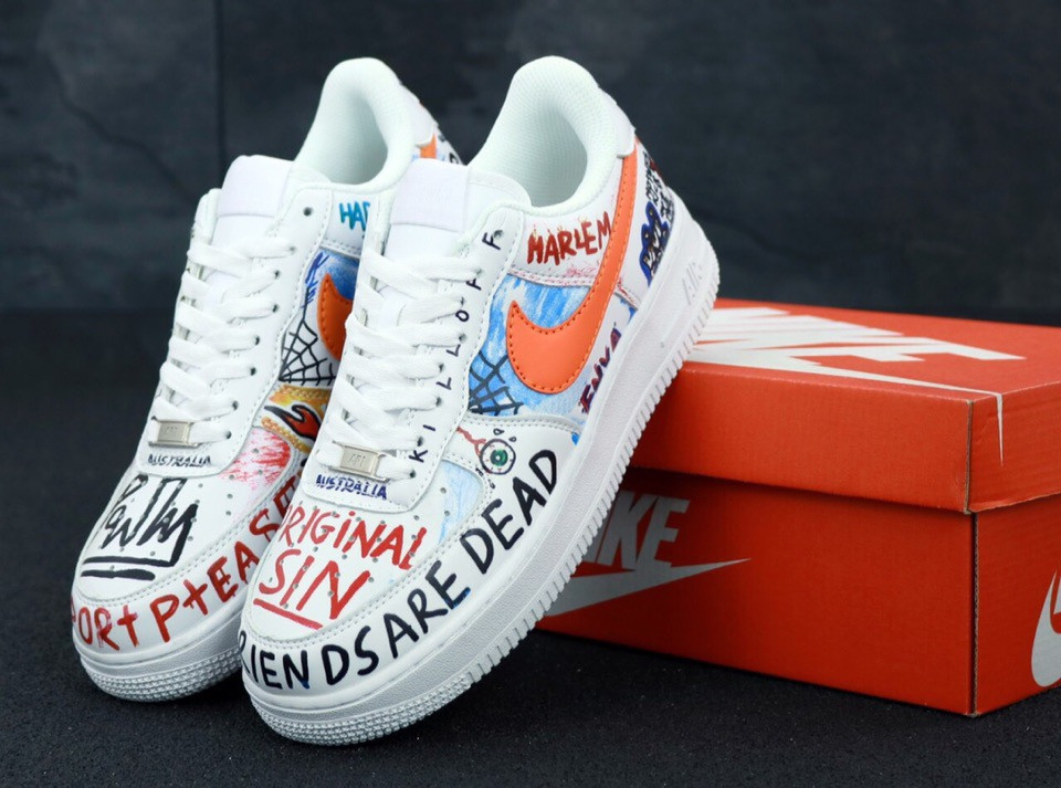 Мужские кроссовки Nike Air Force 1 Low Pauly x Vlone Pop, Найк Еір Форс Влон поп білі з оранжевим - фото 6 - id-p2179211342