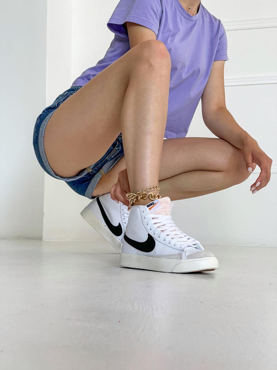 Женские кроссовки Nike Blazer Mid, белый, серый, черный, Вьетнам Найк Блазер Мід білі з сірим з чорним - фото 3 - id-p2179211355