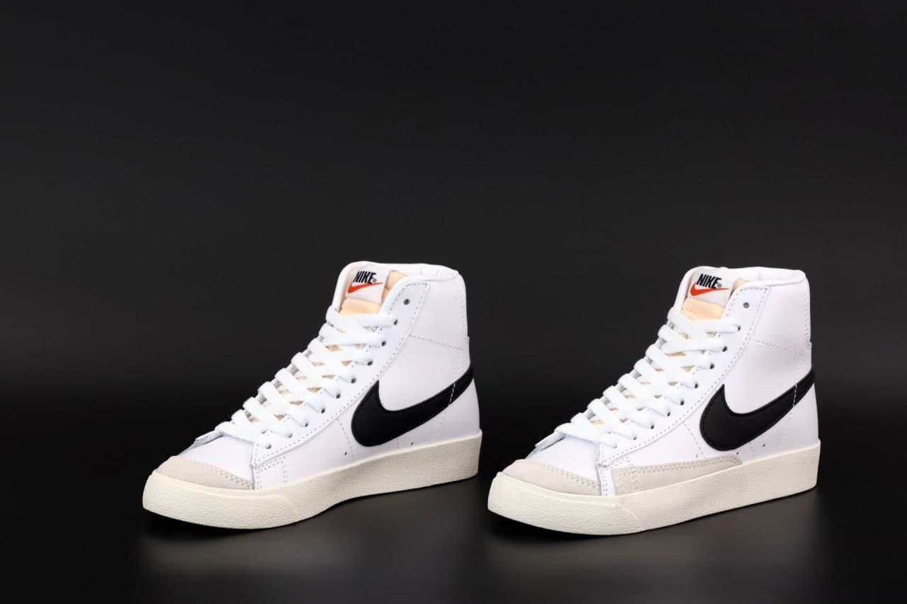 Женские кроссовки Nike Blazer Mid, белый, серый, черный, Вьетнам Найк Блазер Мід білі з сірим з чорним - фото 5 - id-p2179211355