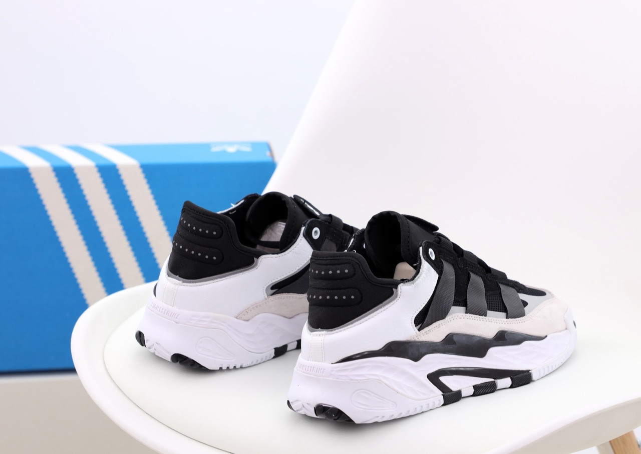 Мужские кроссовки Niteball, черный, белый, серый, рефлектив, Вьетнам Адідас Найтбол чорні з білим з сірим - фото 6 - id-p2179211360