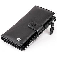Оригинальный кошелек кожаный на хлястике с кнопкой ST Leather 19280 Черный 19х9х1,7 см